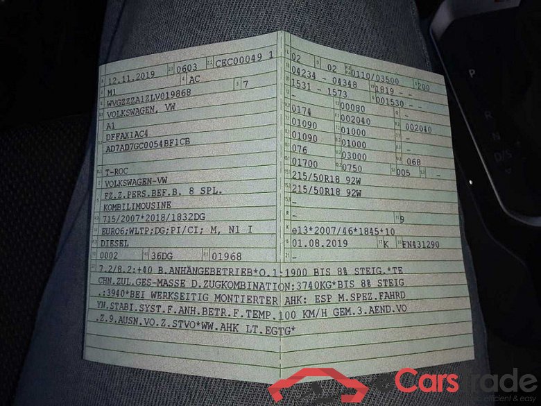 Volkswagen T-Roc (A11)(09.2017->2021) DE - SUV5 2.0 TDI EU6d-T, Sport 4Motion (EURO 6d-TEMP), 2019 - 2020 #2