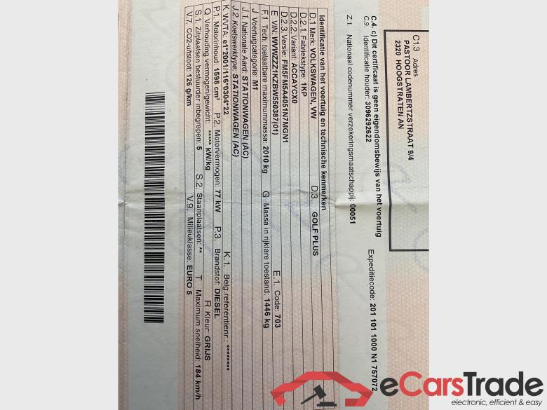 VOLKSWAGEN Golf Plus GO PL TREND 1,6TDI 105CV/PK 5V #3