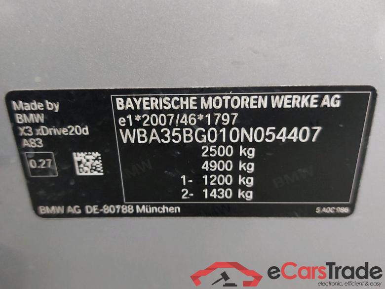 BMW - BMW X3 xDrive20dA 163PK Pack Business & Driving Assistant Plus & Foldable Trailer Towing Hook #6