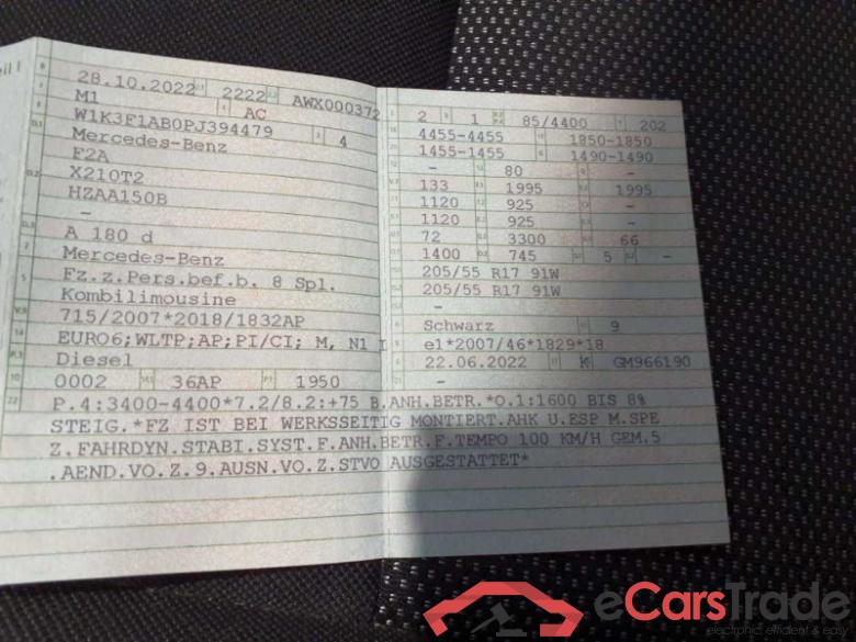 Mercedes-Benz A (BM 177)(03.2018->) DE - LimS5 A 180 d EU6d, (EURO 6d), (Facelift) 2022 - 2024 #3