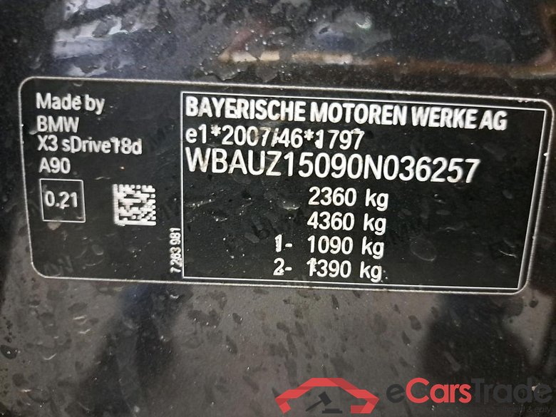 BMW - BMW X3 sDrive18dA 150PK Pack Corporate  With Vernasca Leather & Parking Asisstant Pack #6