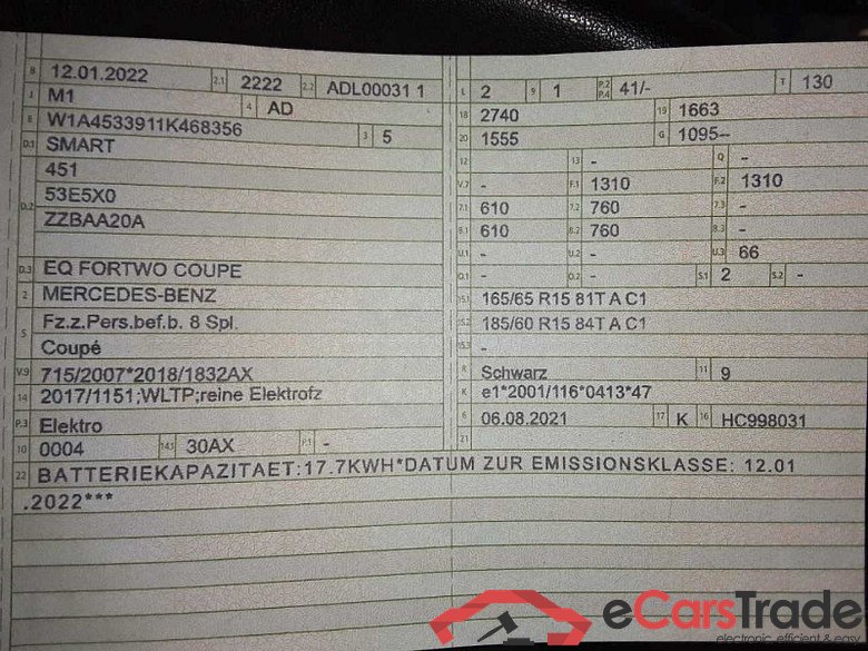 Smart fortwo coupe (11.2014->) DE - LimS3 electric drive / EQ, EQ, (Facelift) 2019 - 2023 #6