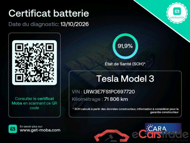TESLA Model 3  2018  4P  Berline Propulsion #3